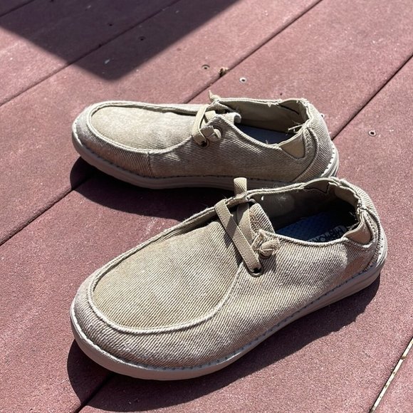 Skechers boys taupe dress shoes size 1 memory foam - Picture 3 of 7